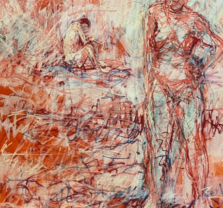 Sorrow & Friend, 12 x 9, mixed media, 2025